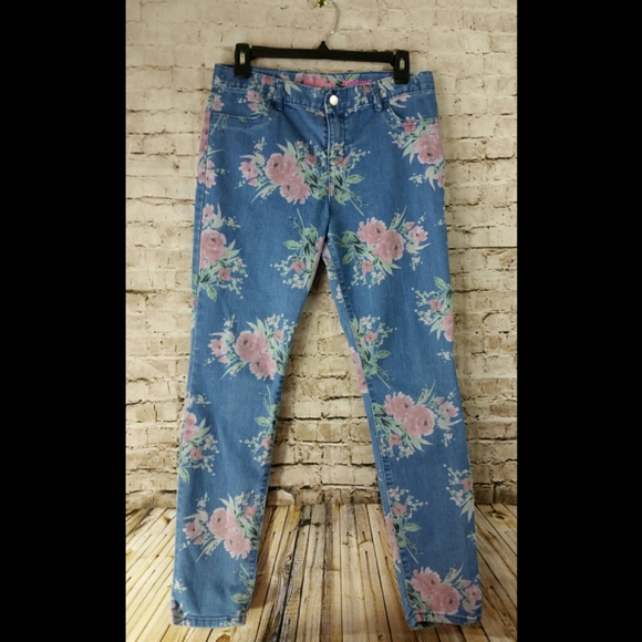 Place Denim - Floral Jeggings blue jeans 16 Nwot Place